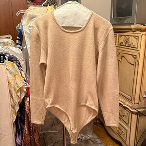 Bloomingdale's Tan Crew Neck Sweater Bodysuit